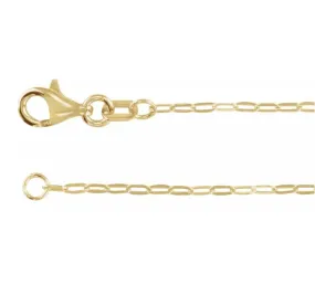 . 14k Yellow Gold 1.25mm Paperclip-Style Cable Chain