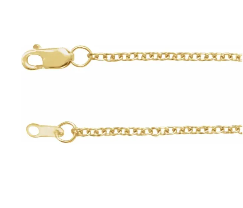 . 14k Yellow Gold 1.5mm Cable Chain