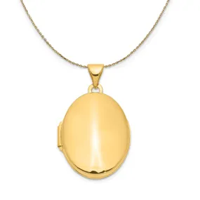 14k Yellow Gold 21mm Polished Oval Locket Necklace