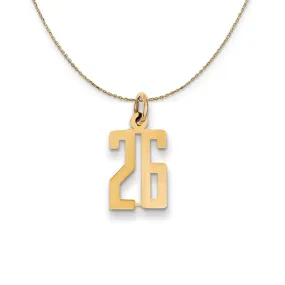 14k Yellow Gold, Alumni Small Elongated Number 26 Necklace