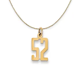 14k Yellow Gold, Alumni Small Elongated Number 52 Necklace