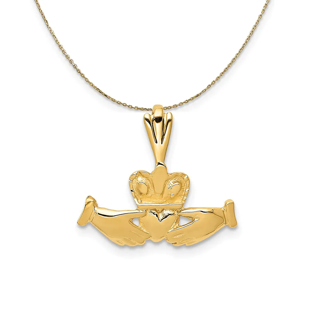 14k Yellow Gold Claddagh (16mm) Necklace