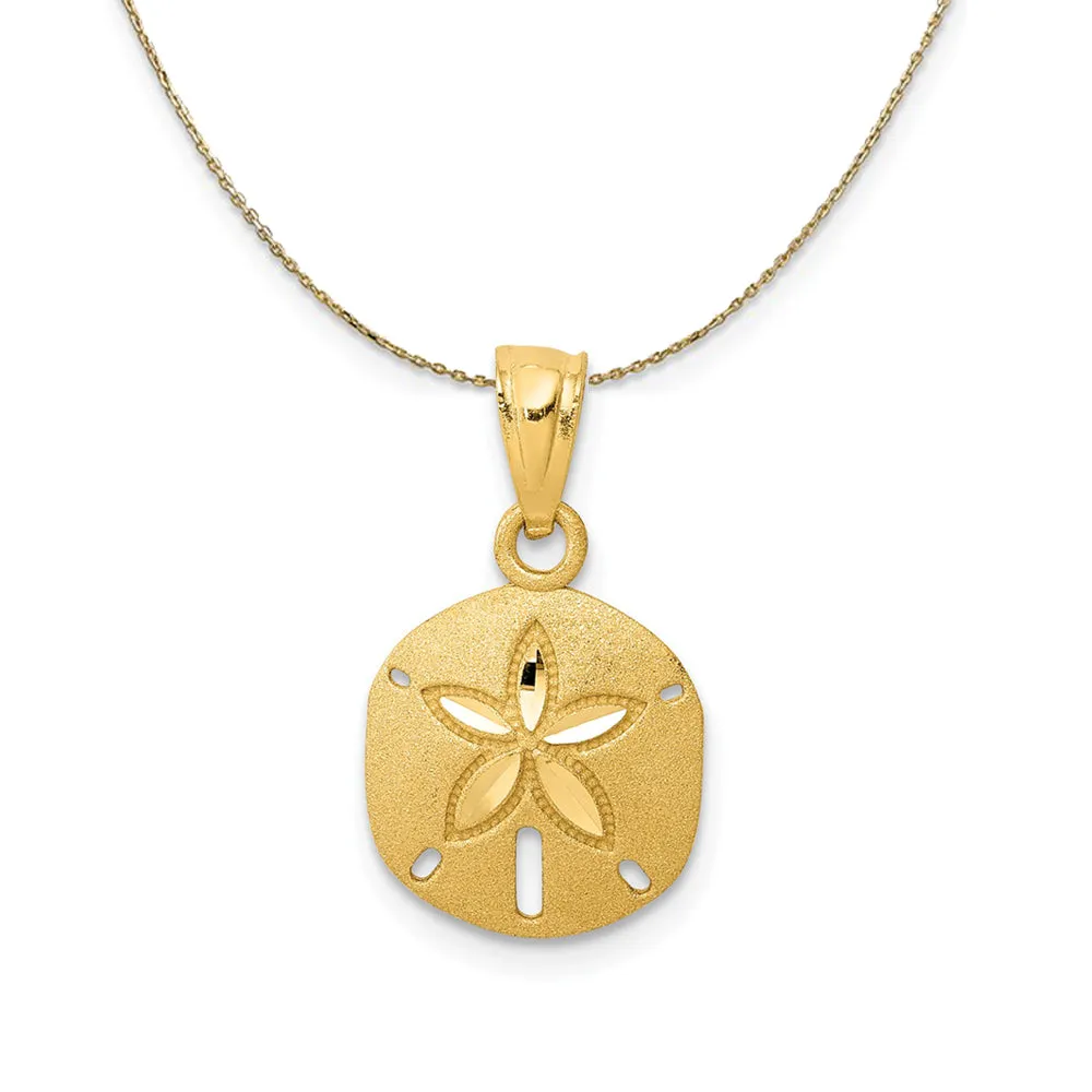 14k Yellow Gold Diamond-Cut Sand Dollar (10mm) Necklace