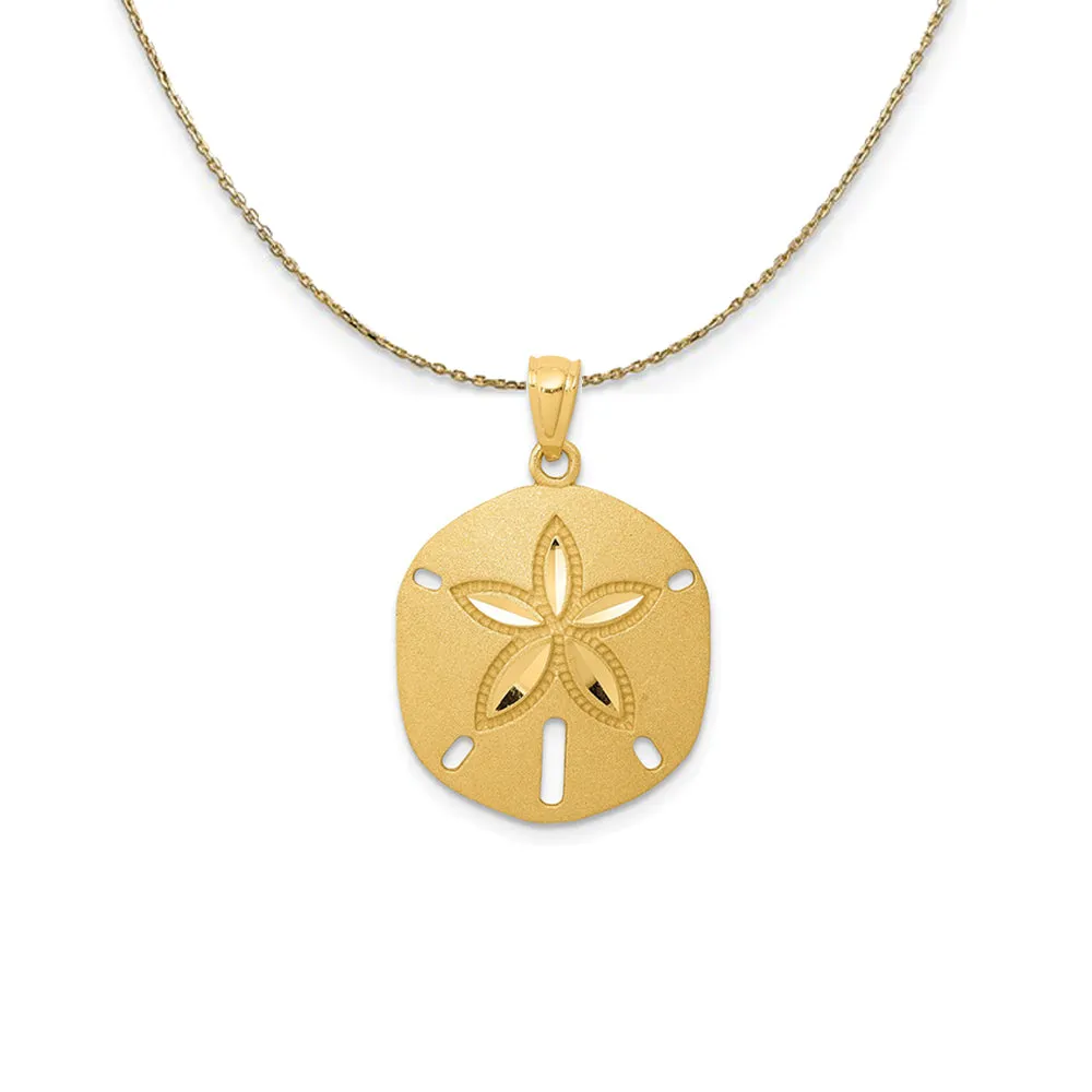 14k Yellow Gold Diamond-Cut Sand Dollar (17mm) Necklace