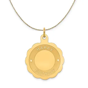 14k Yellow Gold Happy Birthday Disc Necklace