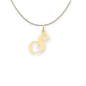 14k Yellow Gold LG Fancy Script Initial S Necklace