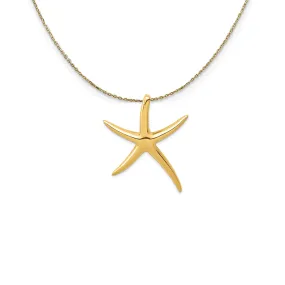 14k Yellow Gold LG Polished Pencil Starfish (32mm) Necklace