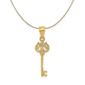 14k Yellow Gold Polished Fancy Key Necklace