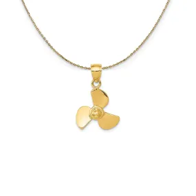 14k Yellow Gold Polished Propeller Necklace