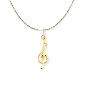 14k Yellow Gold Small Treble Clef (5 x 21mm) Necklace