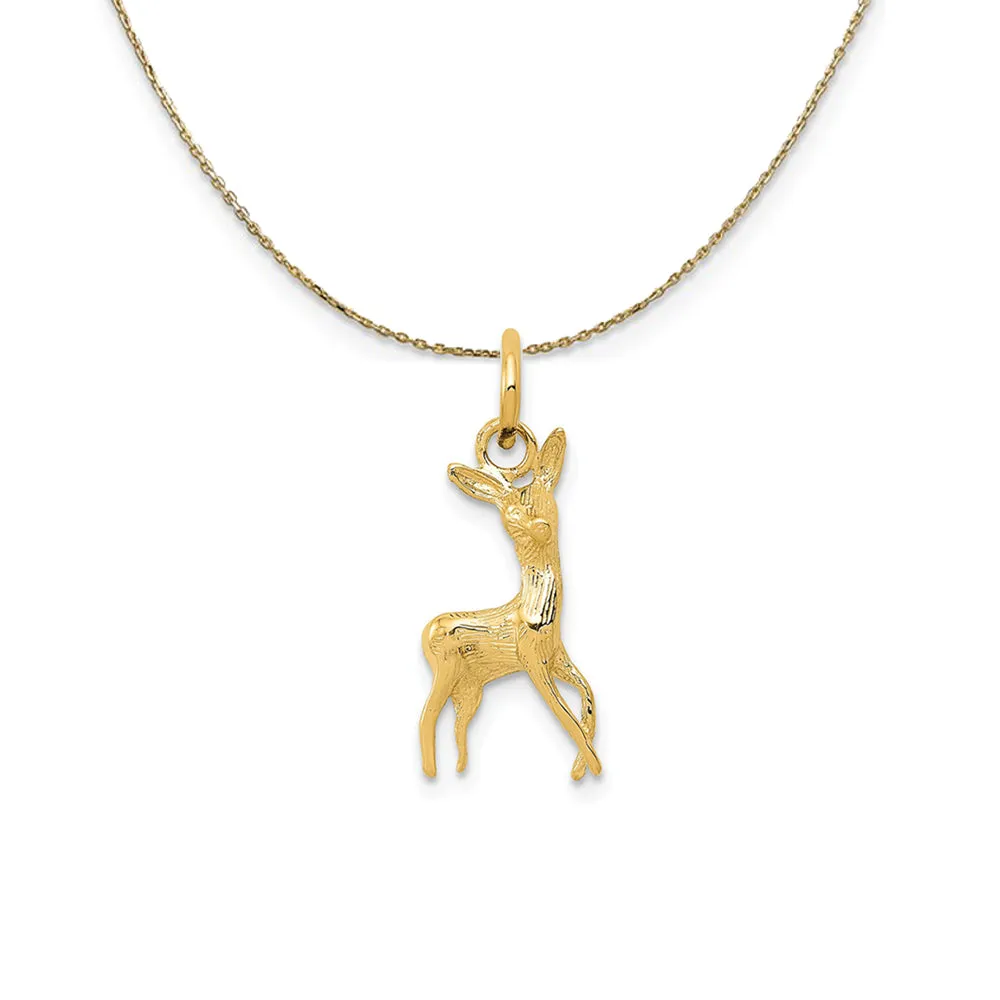 14k Yellow Gold Tiny Deer (8mm) Necklace