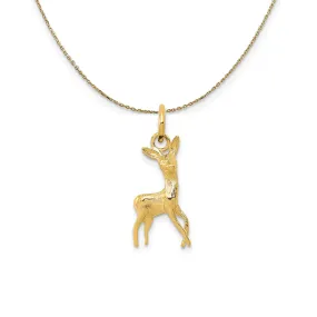 14k Yellow Gold Tiny Deer (8mm) Necklace