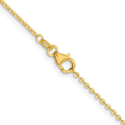 1.5mm 18K Yellow Gold Diamond Cut Solid Cable Chain Necklace