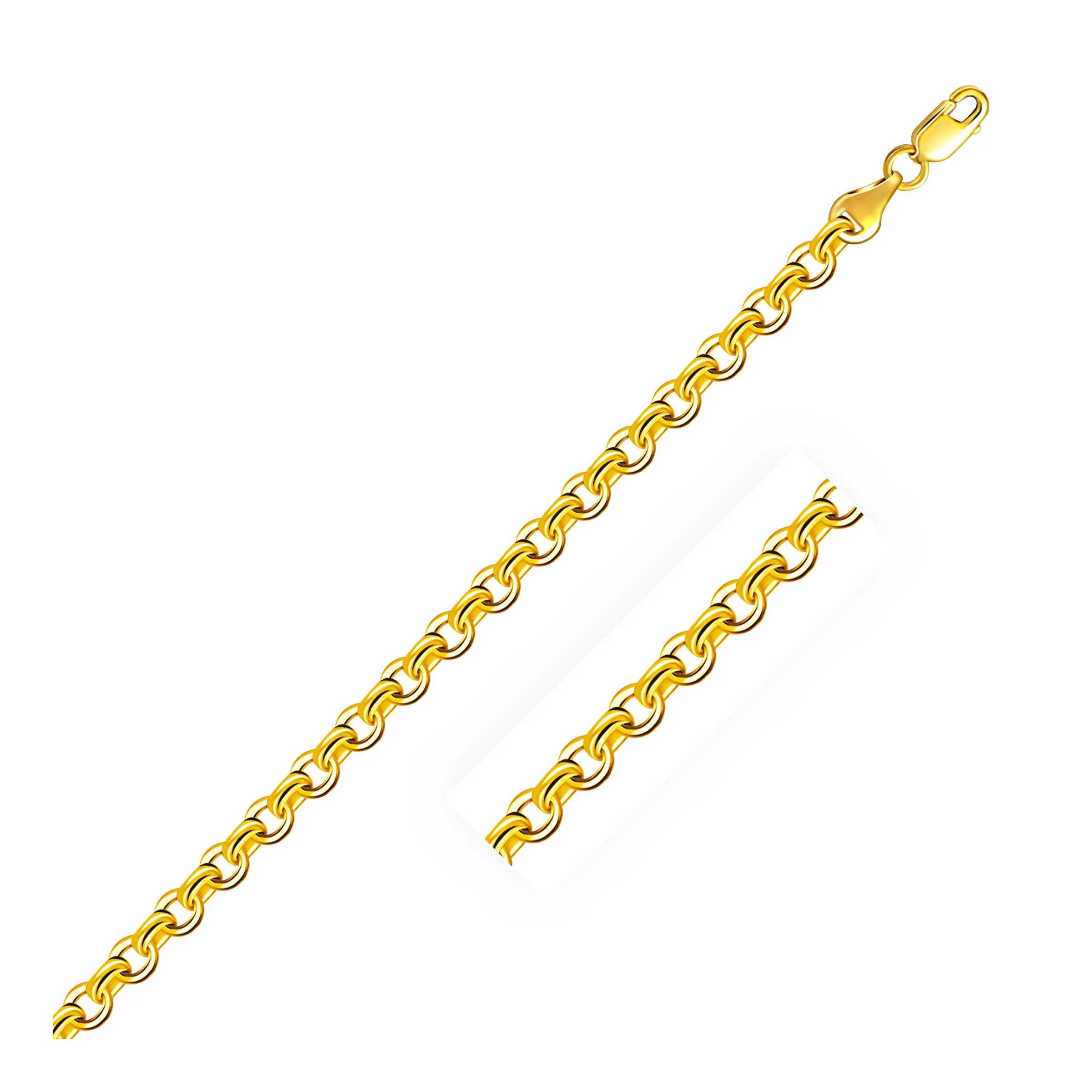 4.0mm 14k Yellow Gold Diamond Cut Cable Link Chain-rx06978-22