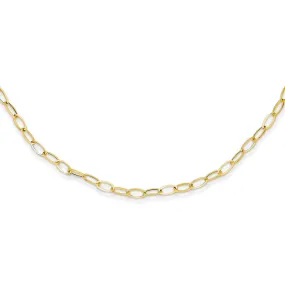 4mm 14K Yellow Gold Solid Open Oval Cable Chain Necklace, 18 Inch