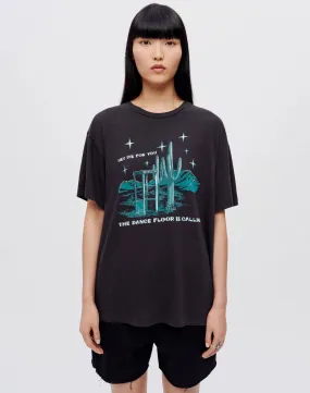 90s Easy Dancefloor Calling Tee - Washed Black