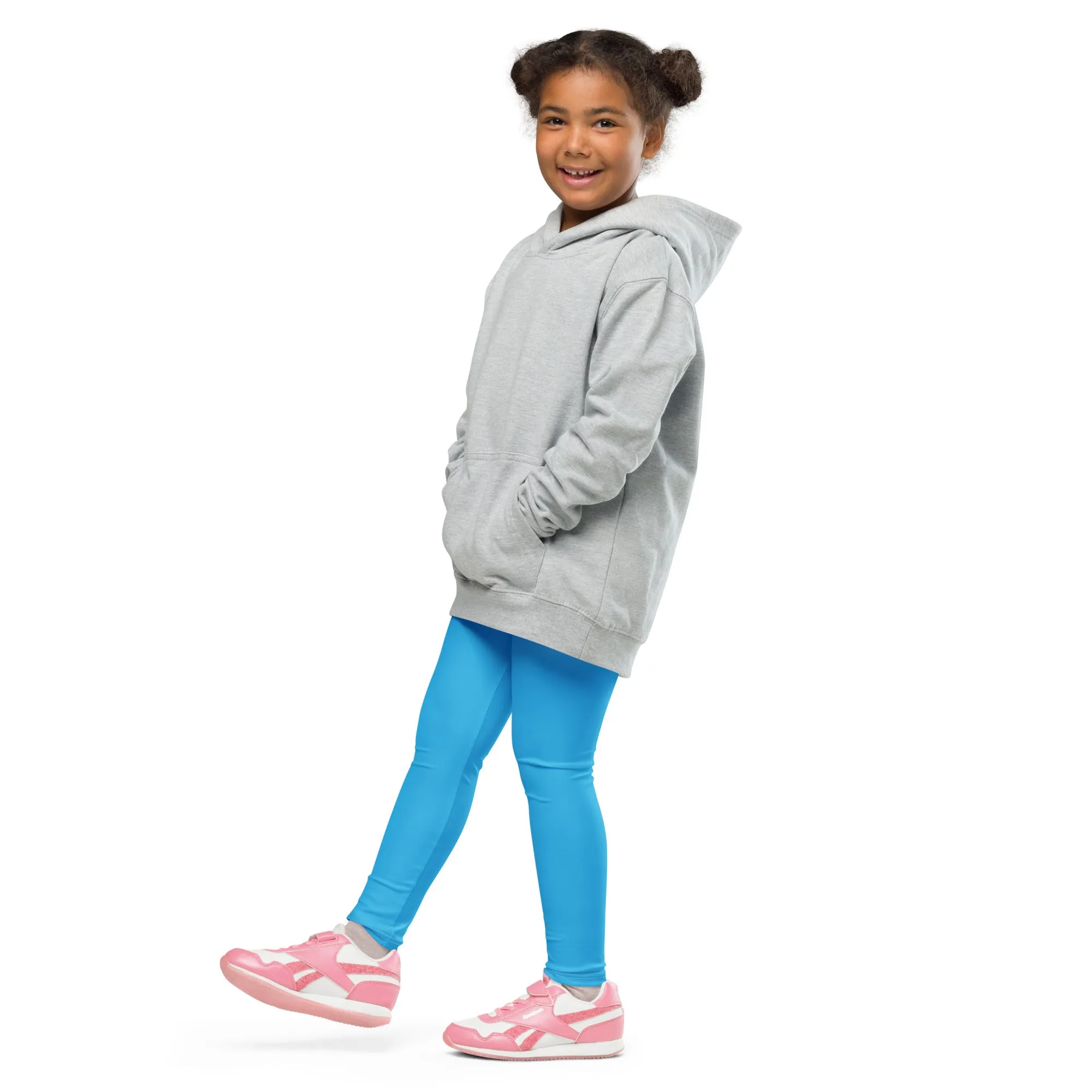 Active Days, Bright Ways: Solid Workout Leggings for Girls - Cyan