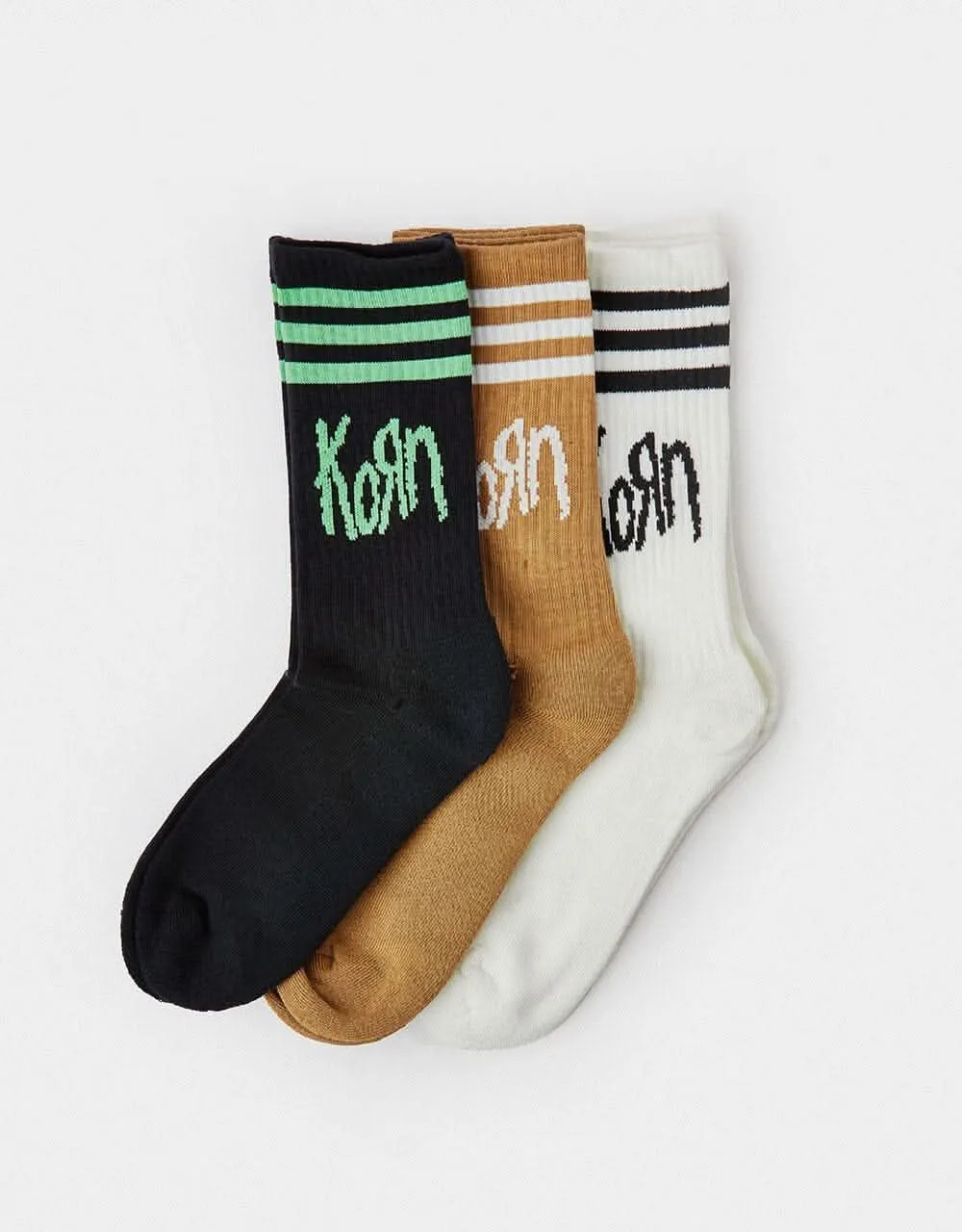 adidas x Korn 3 Pack Crew Socks - Off White/Black/Desert Brown