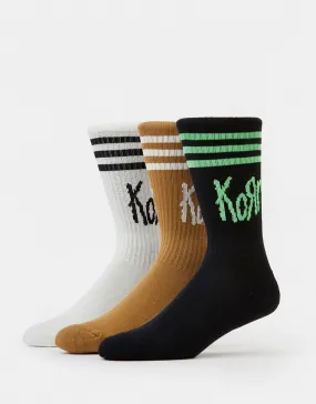 adidas x Korn 3 Pack Crew Socks - Off White/Black/Desert Brown