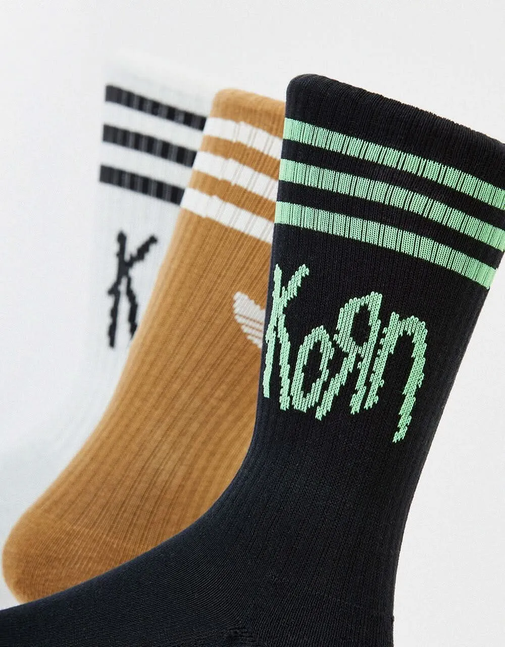 adidas x Korn 3 Pack Crew Socks - Off White/Black/Desert Brown