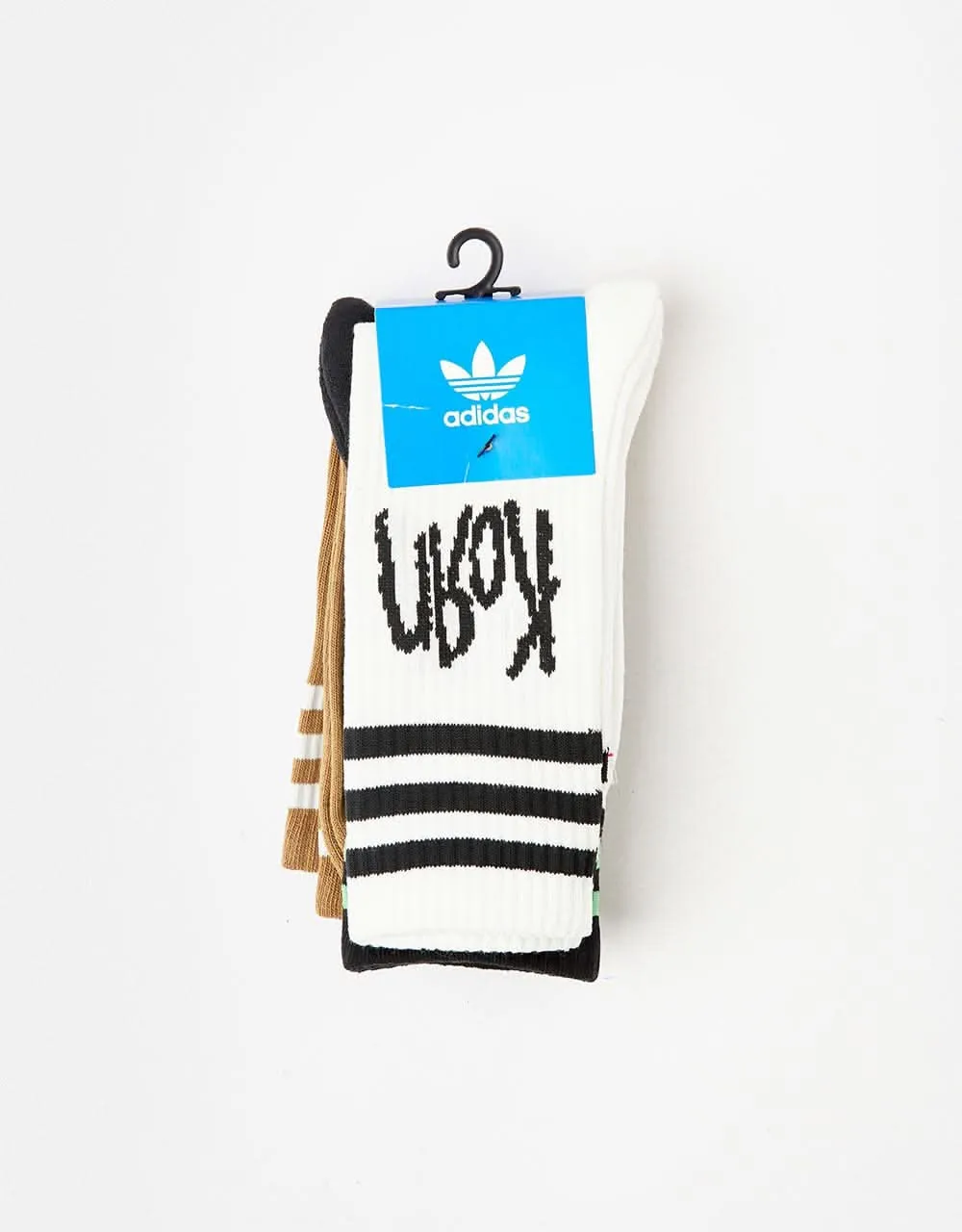 adidas x Korn 3 Pack Crew Socks - Off White/Black/Desert Brown