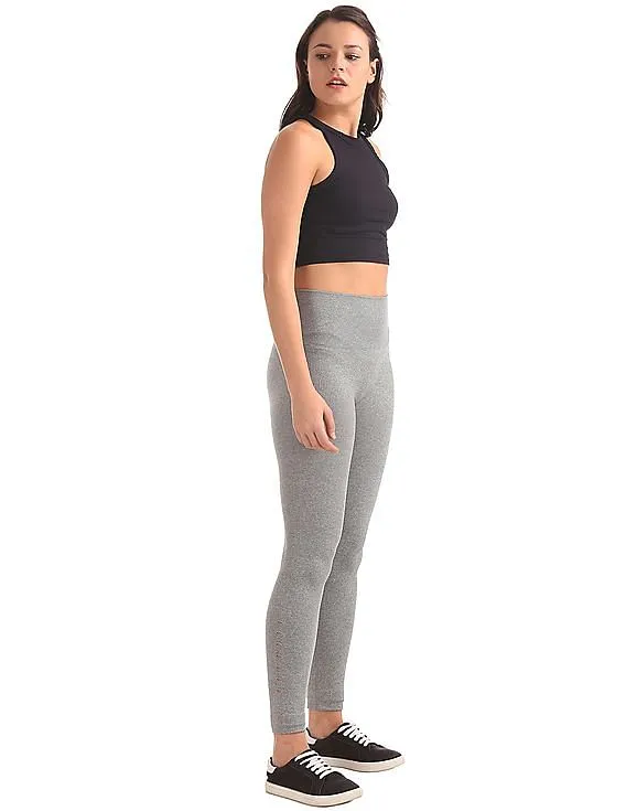 Aeropostale Ribbed Waist Heathered Active Leggings