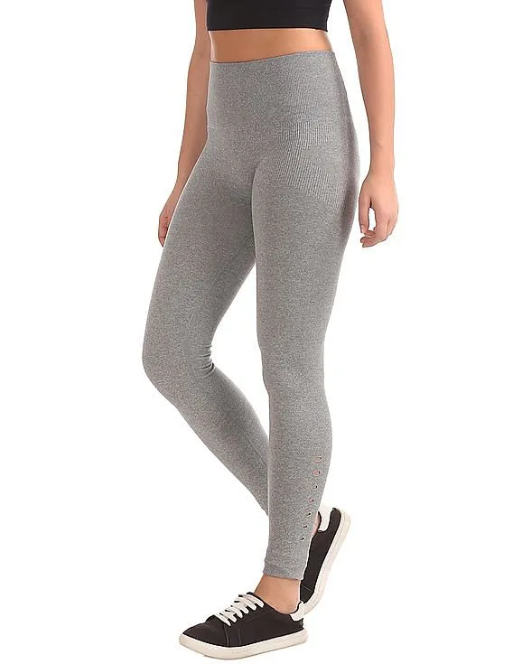 Aeropostale Ribbed Waist Heathered Active Leggings