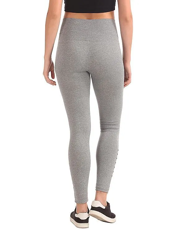 Aeropostale Ribbed Waist Heathered Active Leggings