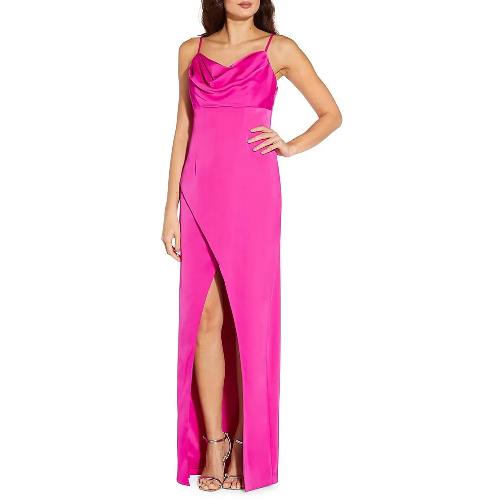 Aidan Aidan Mattox Cowlneck Column Gown