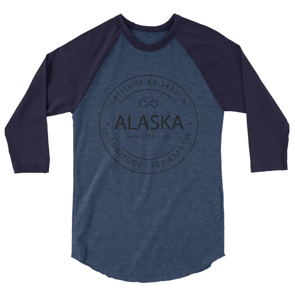 Alaska - 3/4 Sleeve Raglan Shirt - Latitude & Longitude