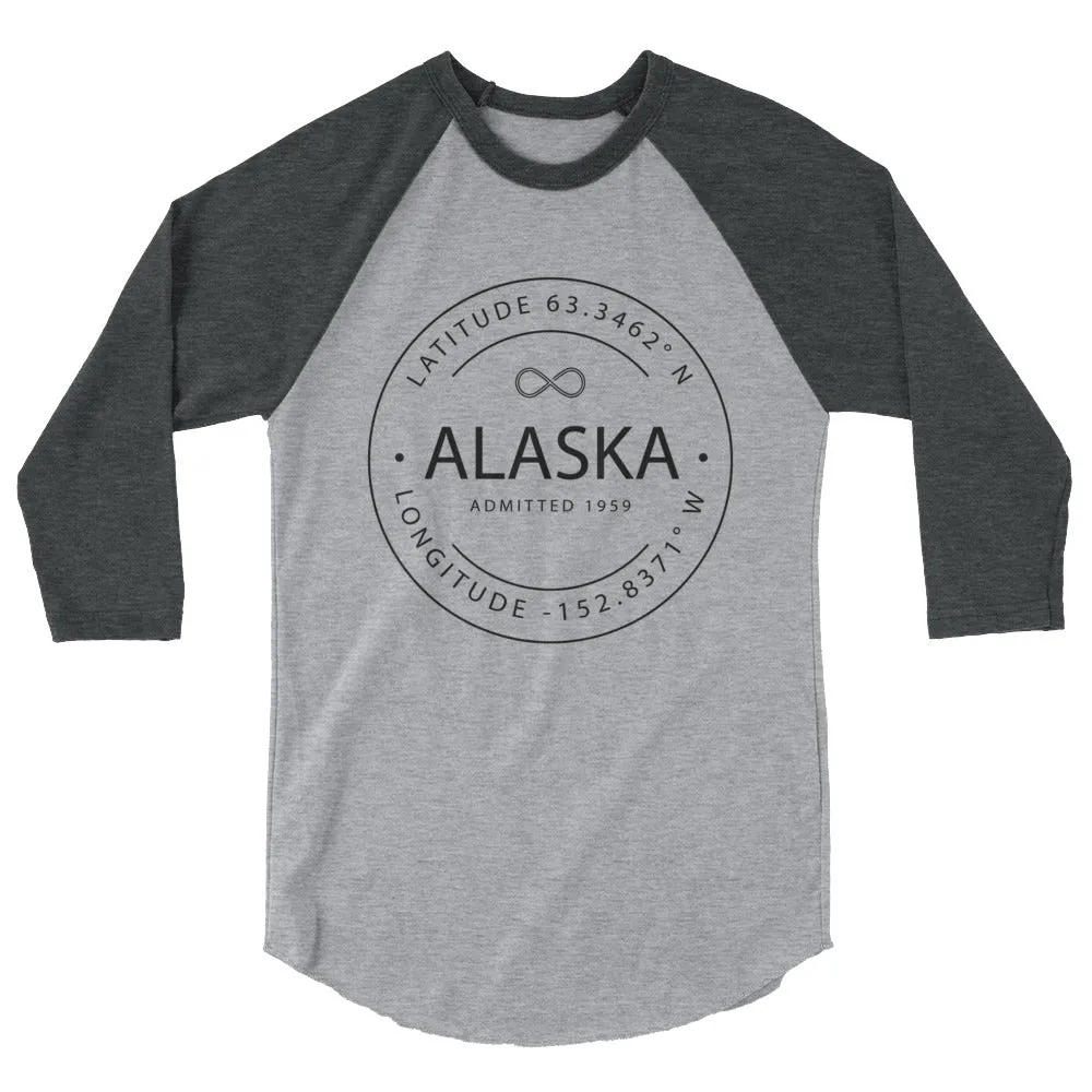 Alaska - 3/4 Sleeve Raglan Shirt - Latitude & Longitude