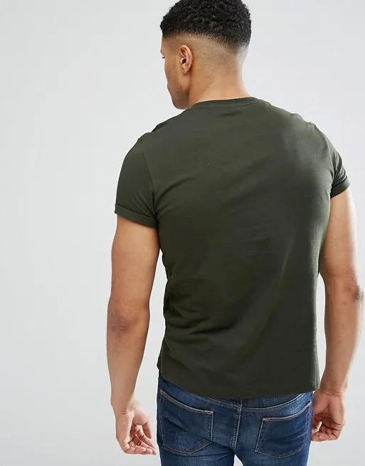 ASOS  |Asos Design Crew Neck T-Shirt With Roll Sleeve In Green Marl