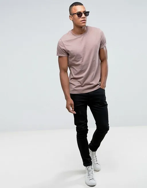 ASOS  |Asos Design Crew Neck T-Shirt With Roll Sleeve In Green Marl