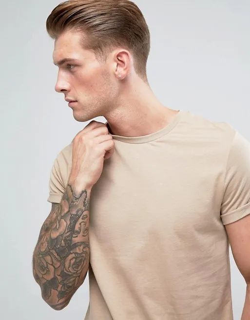 ASOS  |Asos Design Crew Neck T-Shirt With Roll Sleeve In Green Marl