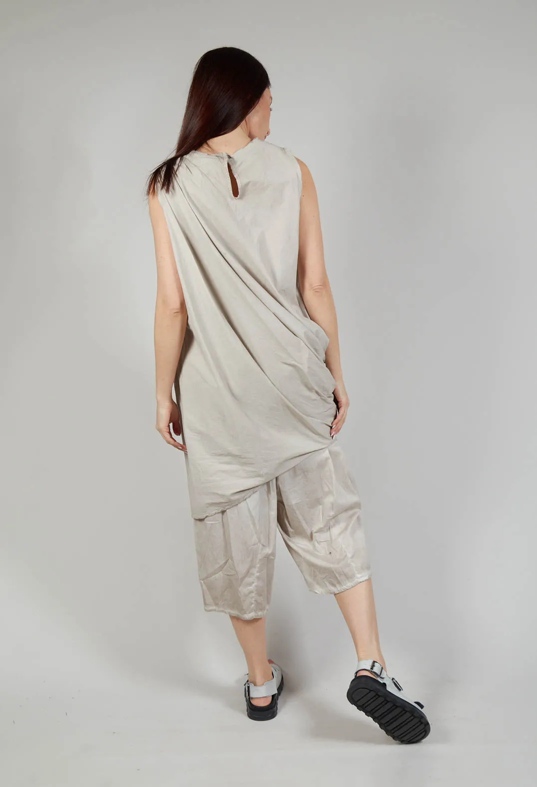 Asymmetrical Dress in Tela Paracadute Tinto Freddo Desert