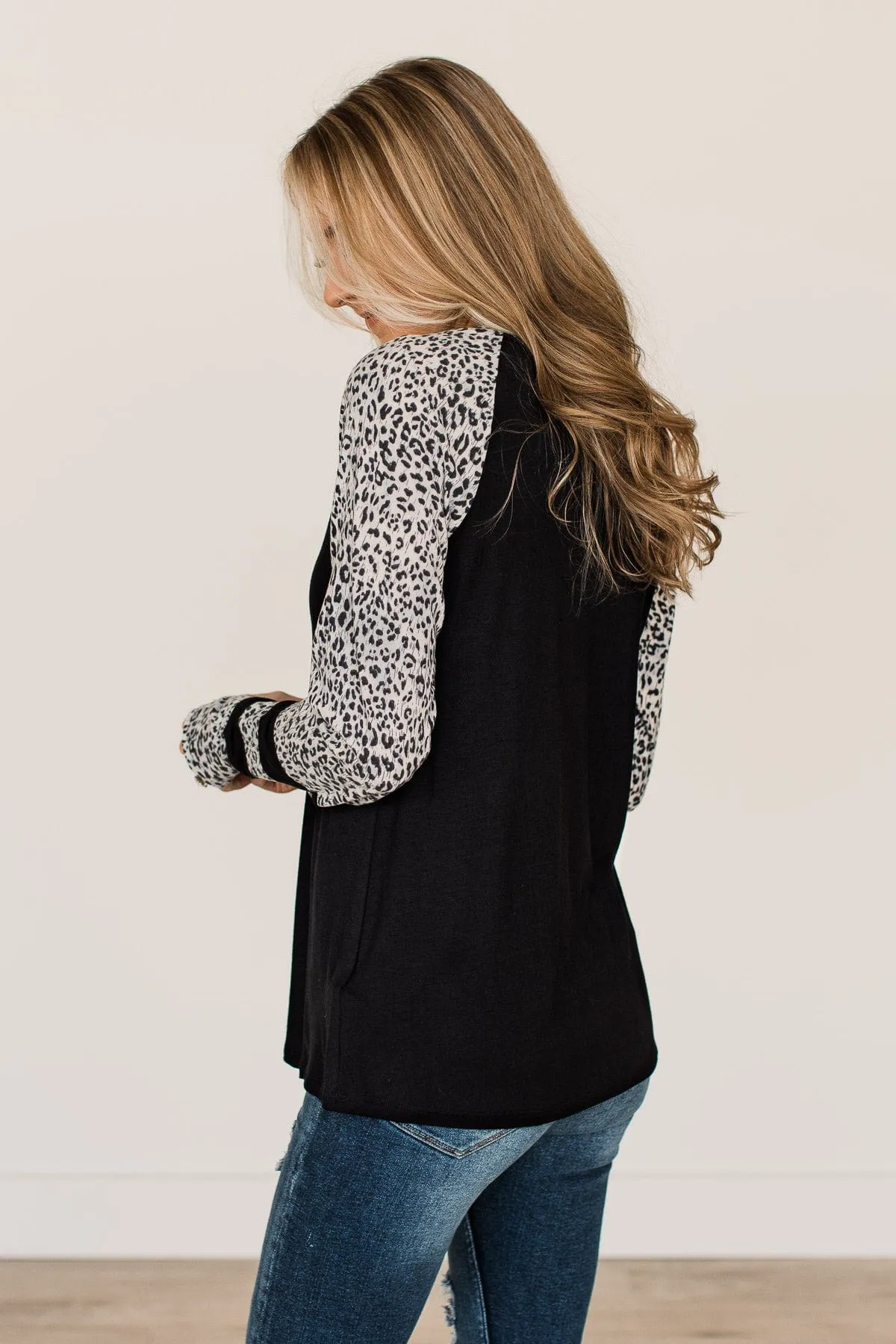 Born On The Wild Side Raglan Top- Black