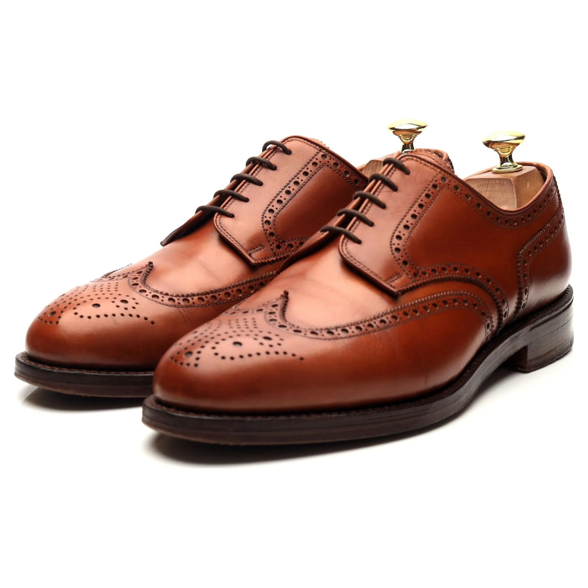 'Cardiff' Tan Brown Leather Derby Brogues UK 8.5 E