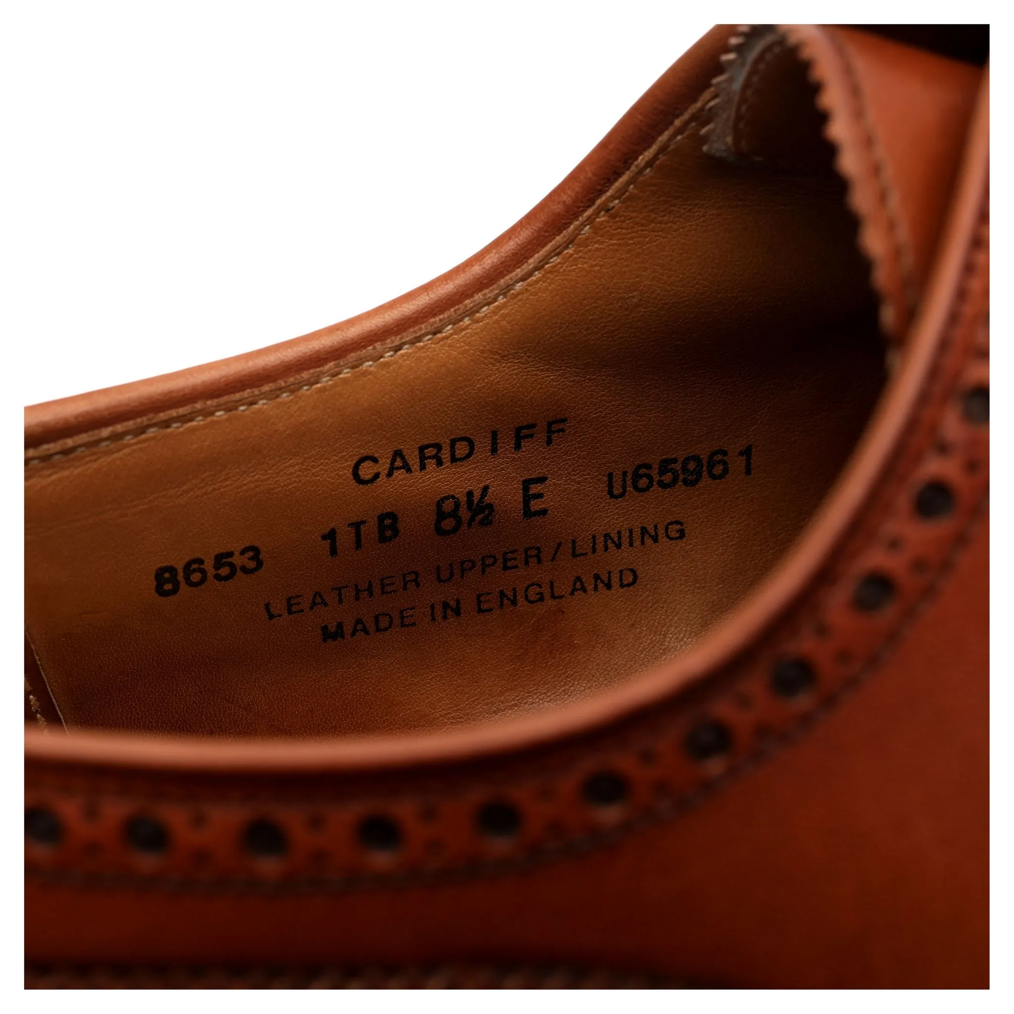 'Cardiff' Tan Brown Leather Derby Brogues UK 8.5 E