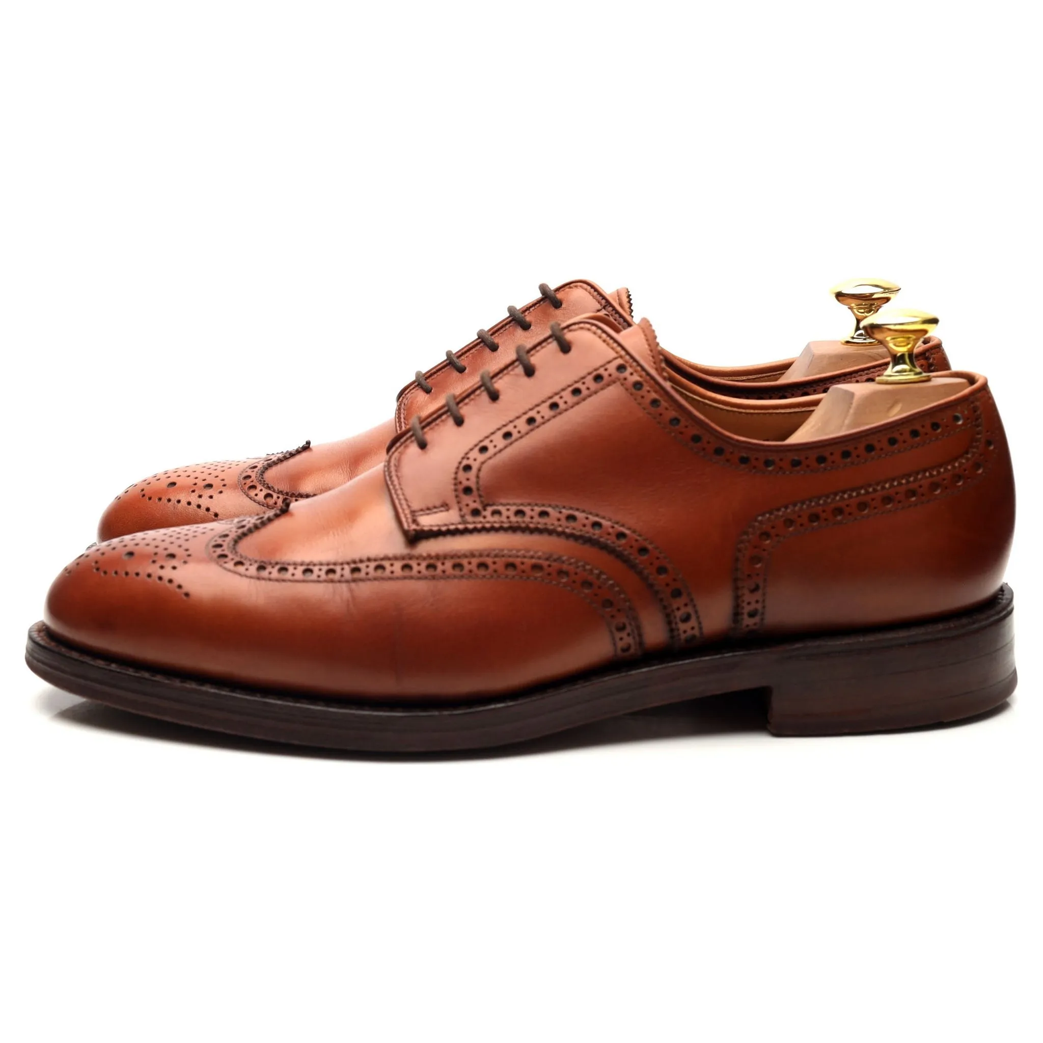 'Cardiff' Tan Brown Leather Derby Brogues UK 8.5 E