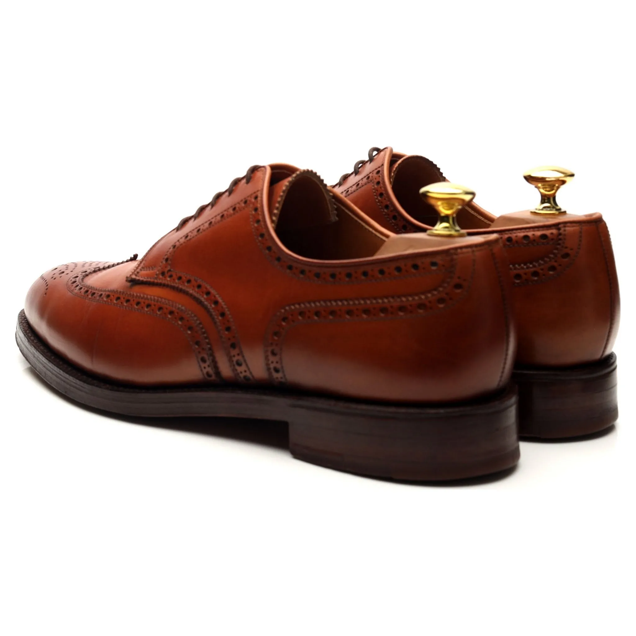 'Cardiff' Tan Brown Leather Derby Brogues UK 8.5 E