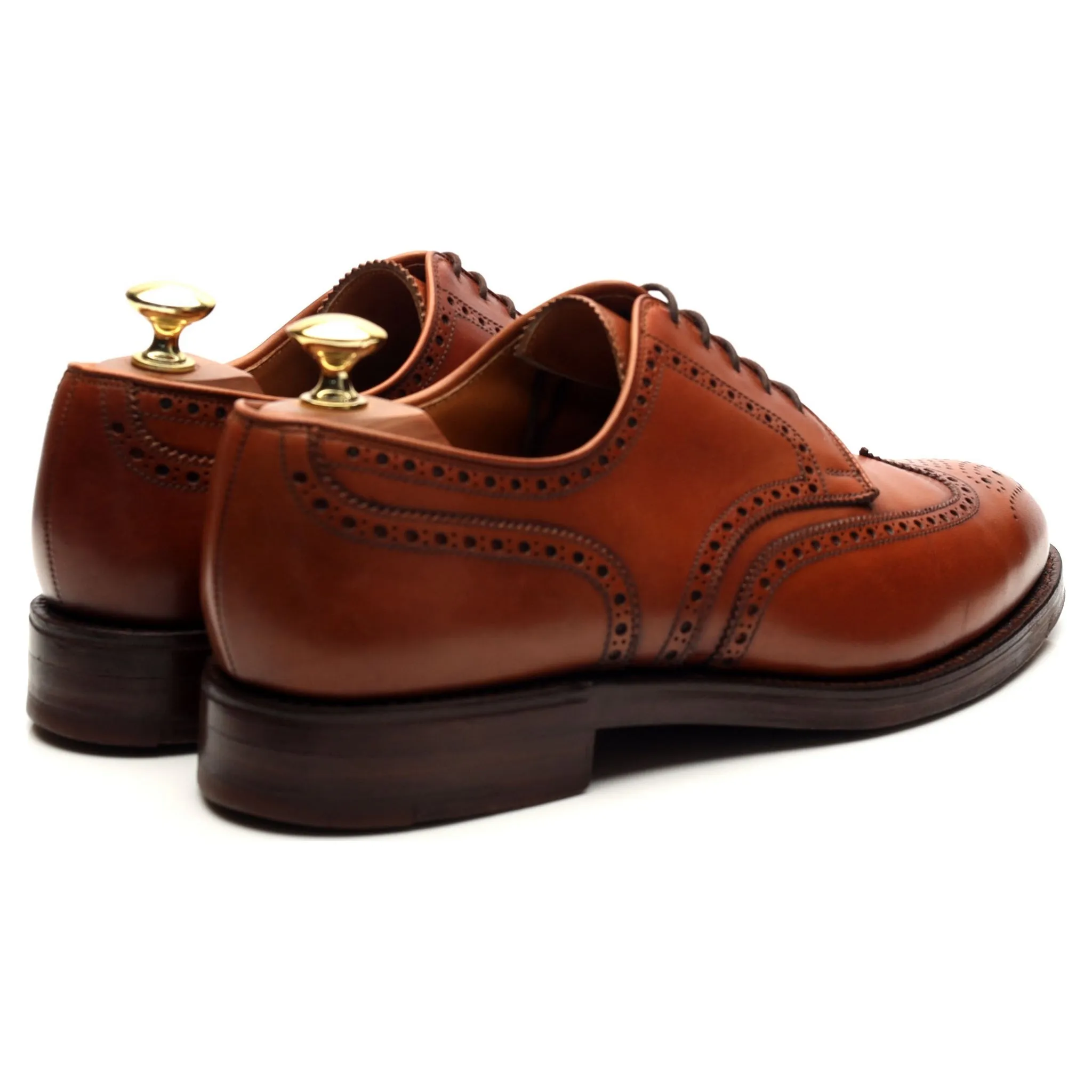 'Cardiff' Tan Brown Leather Derby Brogues UK 8.5 E