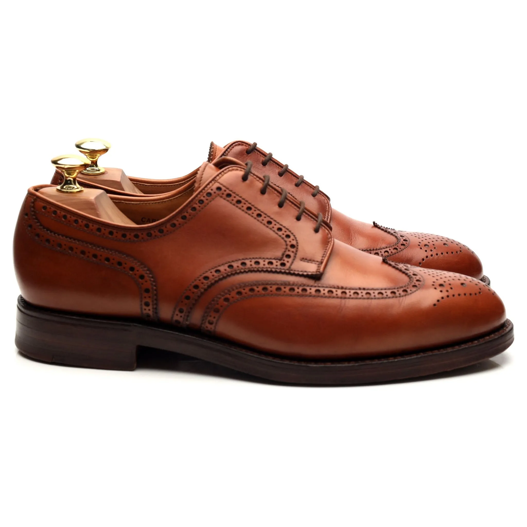 'Cardiff' Tan Brown Leather Derby Brogues UK 8.5 E