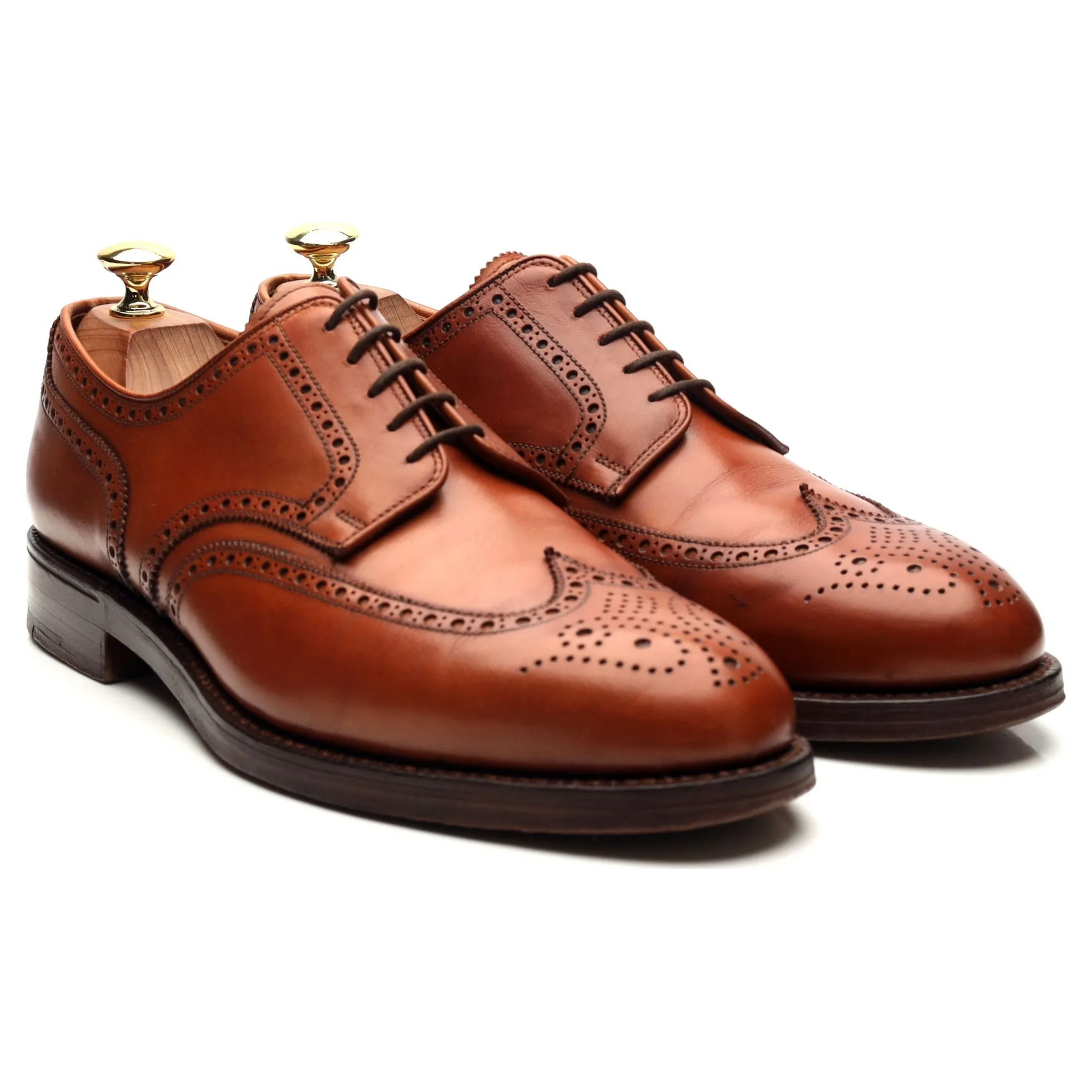 'Cardiff' Tan Brown Leather Derby Brogues UK 8.5 E