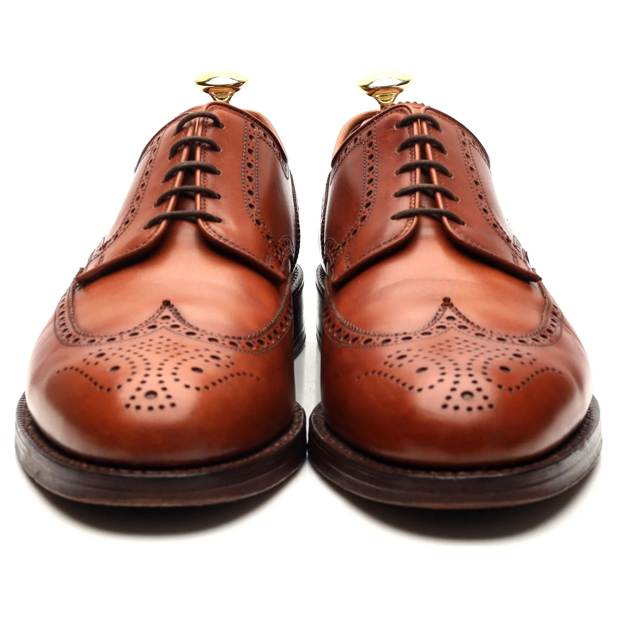 'Cardiff' Tan Brown Leather Derby Brogues UK 8.5 E