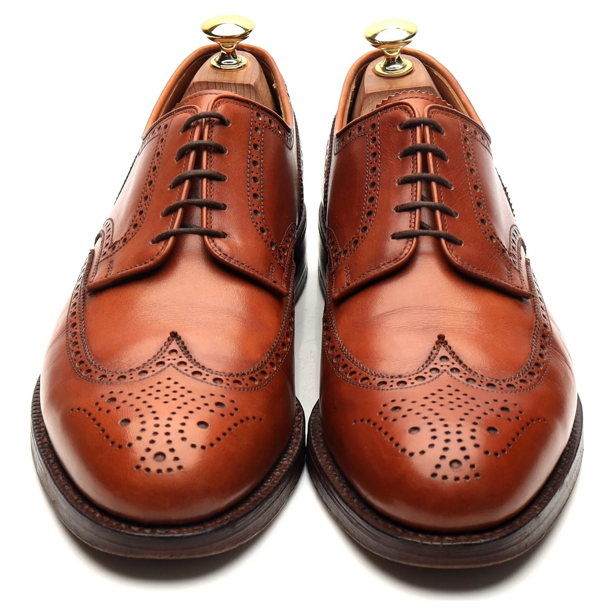 'Cardiff' Tan Brown Leather Derby Brogues UK 8.5 E