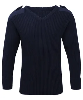 Castle V-Neck Combat Jumper Navy - Bennevis Clothing