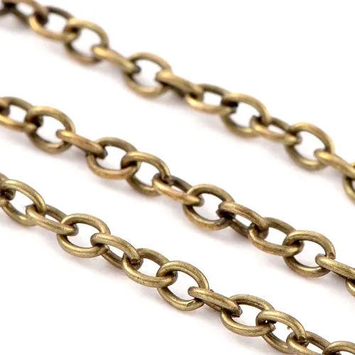 Chain, Iron, Cable Chain, Open Link, Oval, Antique Bronze, 4x3mm