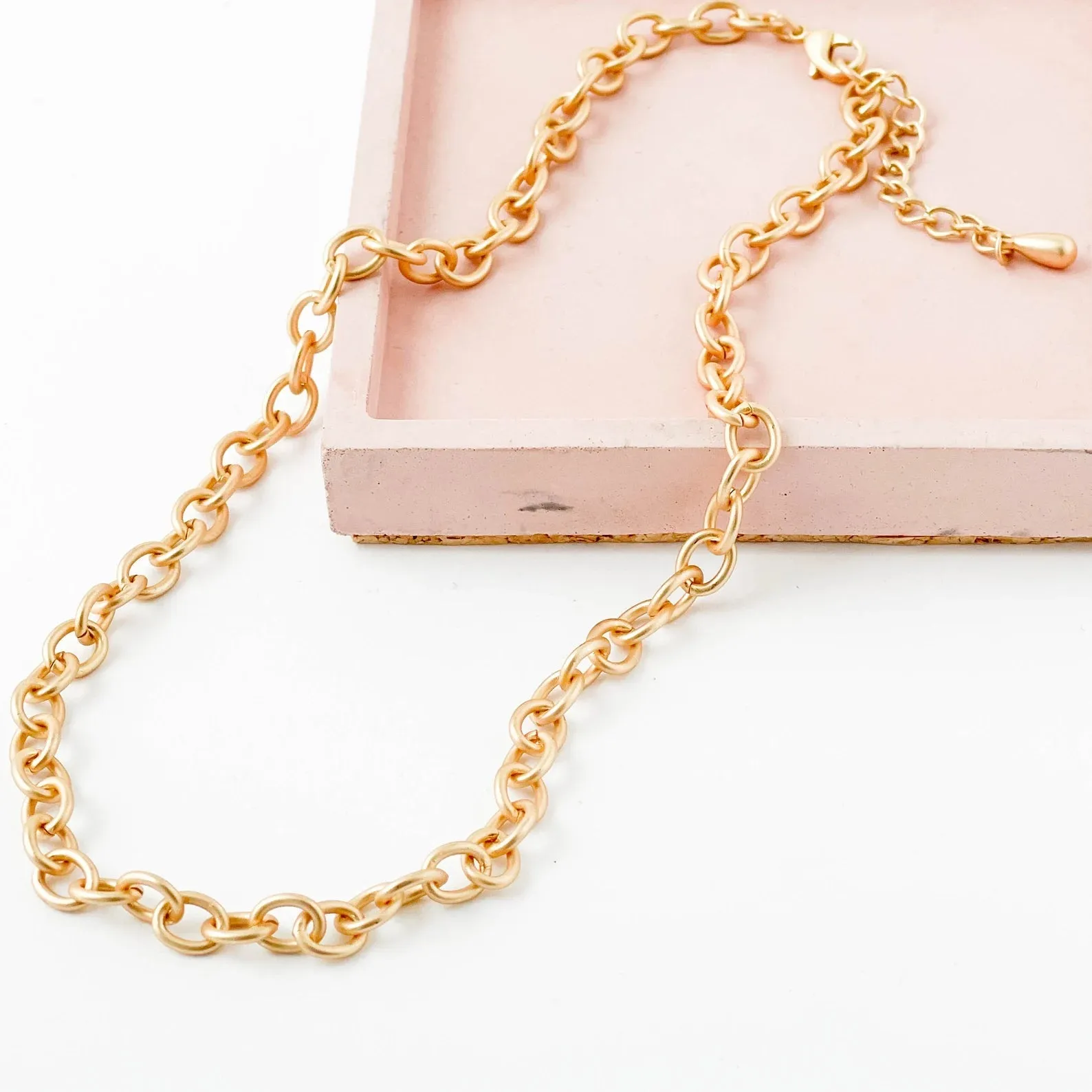 Chunky Matte Gold Cable Chain Necklace- WS