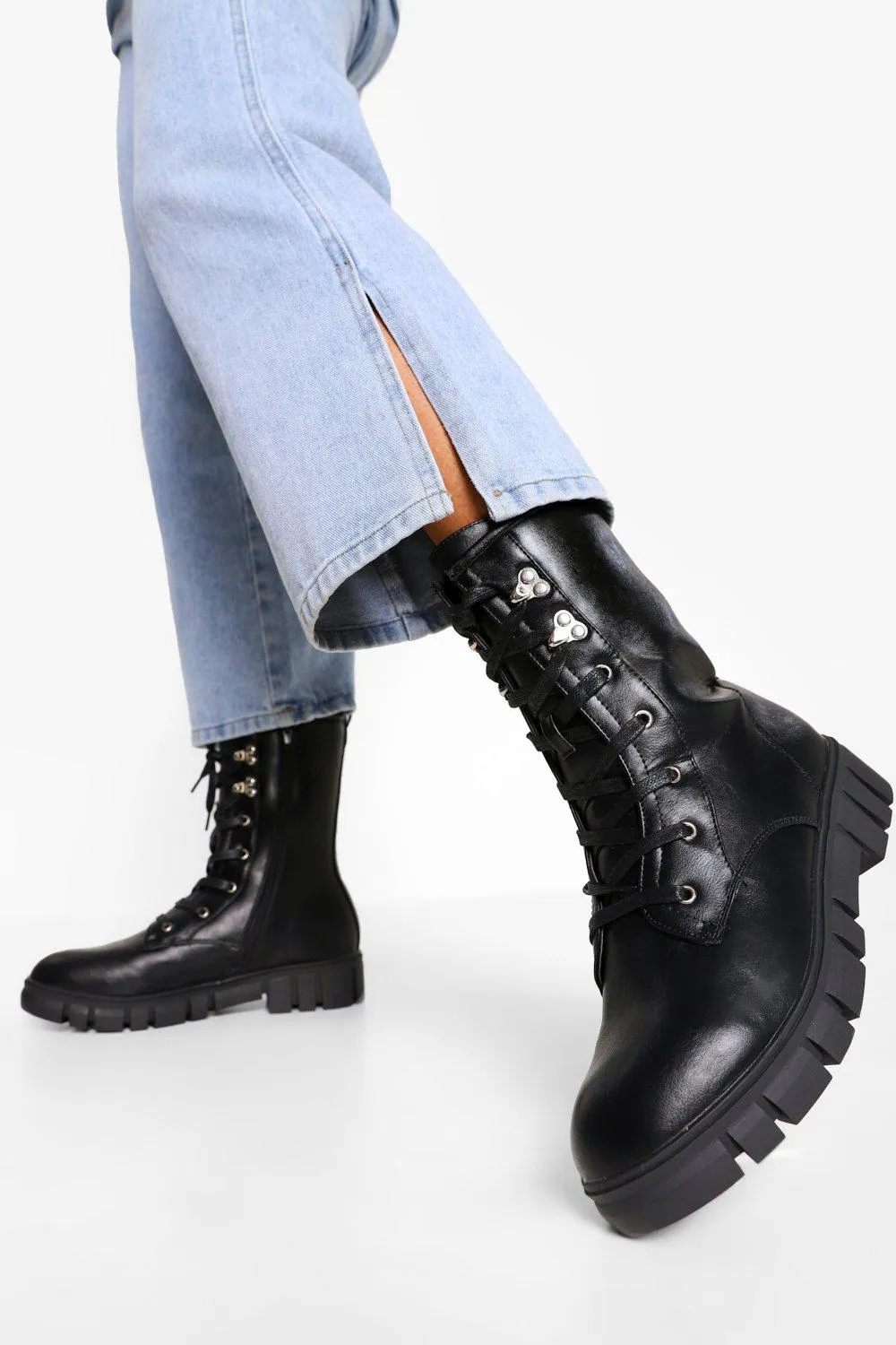 Cleated Chunky Combat Boots