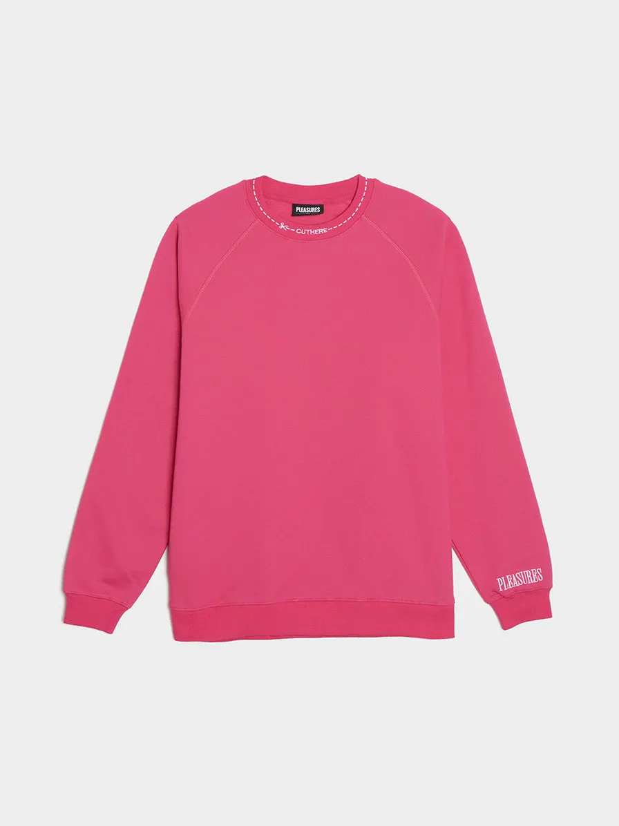 Cut Here Raglan Crewneck, Pink